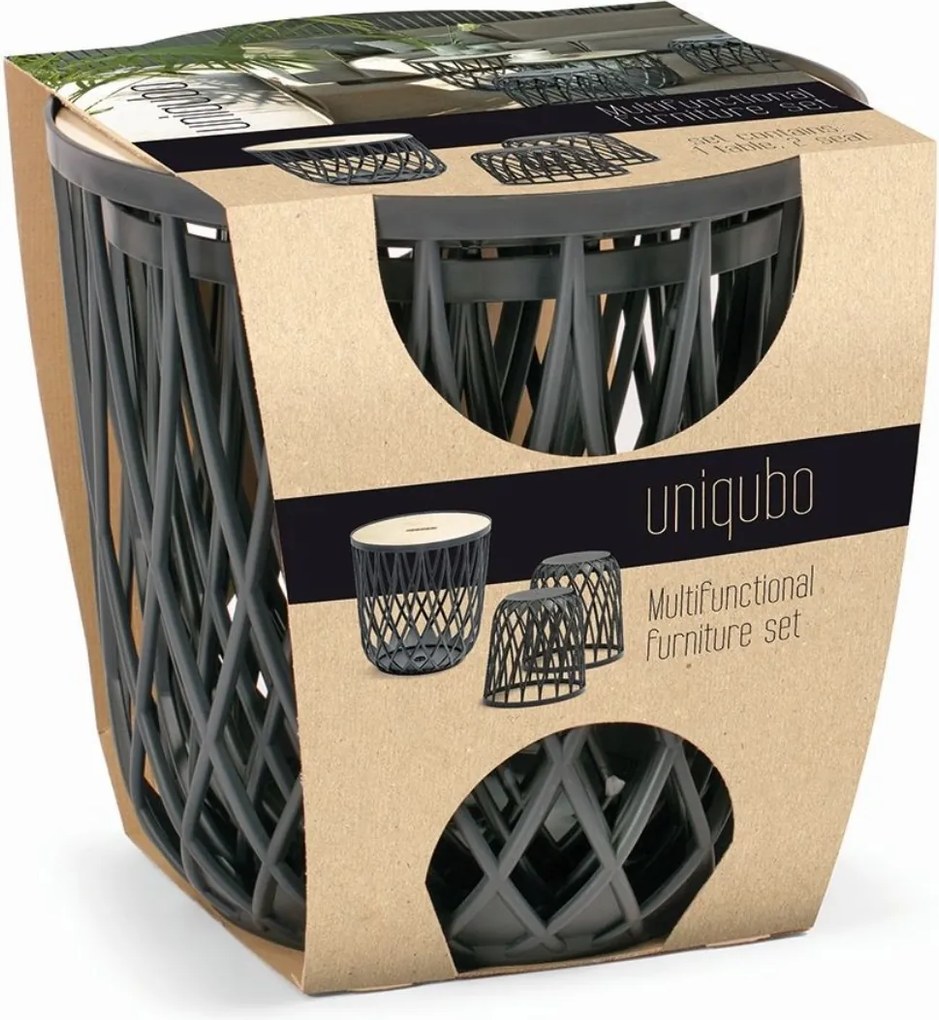 PROSPERPLAST Sada univerzálnych košov UNIQUBO 2+1, antracitová