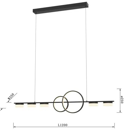 Wofi 7030-702 - LED Stmievateľný luster na lanku MESSINA LED/57W/230V čierna