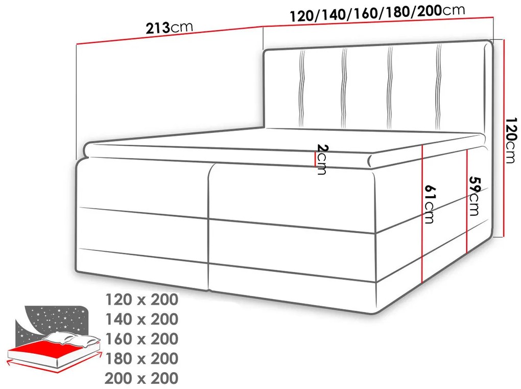 Manželská posteľ 180 cm Ork (sivá). Vlastná spoľahlivá doprava až k Vám domov. 1122768
