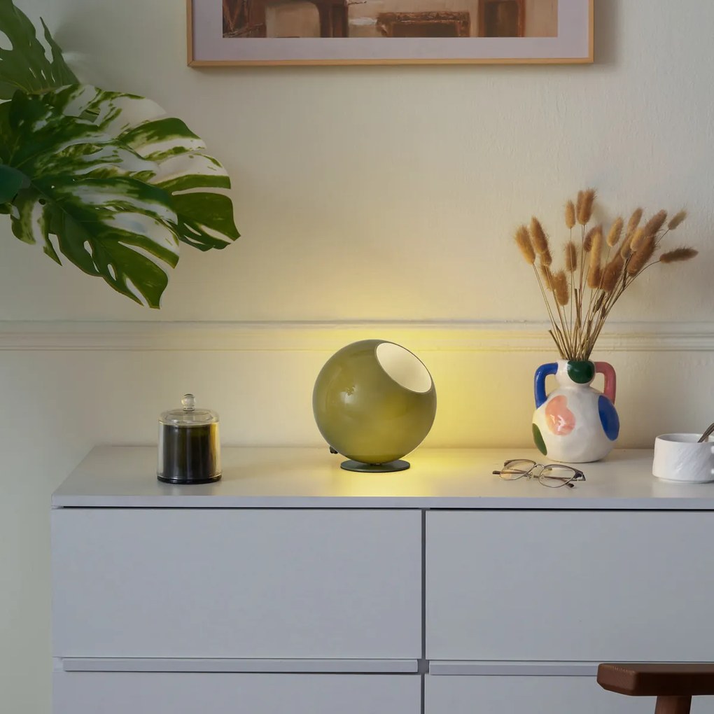 Retro stolná lampa zelená so sklom - Mabel