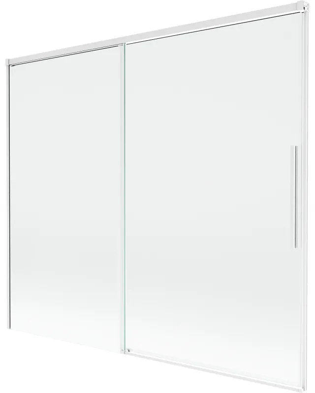 Mexen Rox, 2-krídlová posuvná vaňová zástena 180 x 150 cm, 8mm číre sklo, biely profil, 8C9-180-001-20-00
