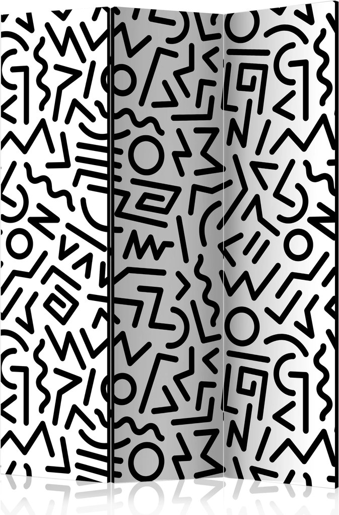 Paraván - Black and White Maze [Room Dividers] 135x172