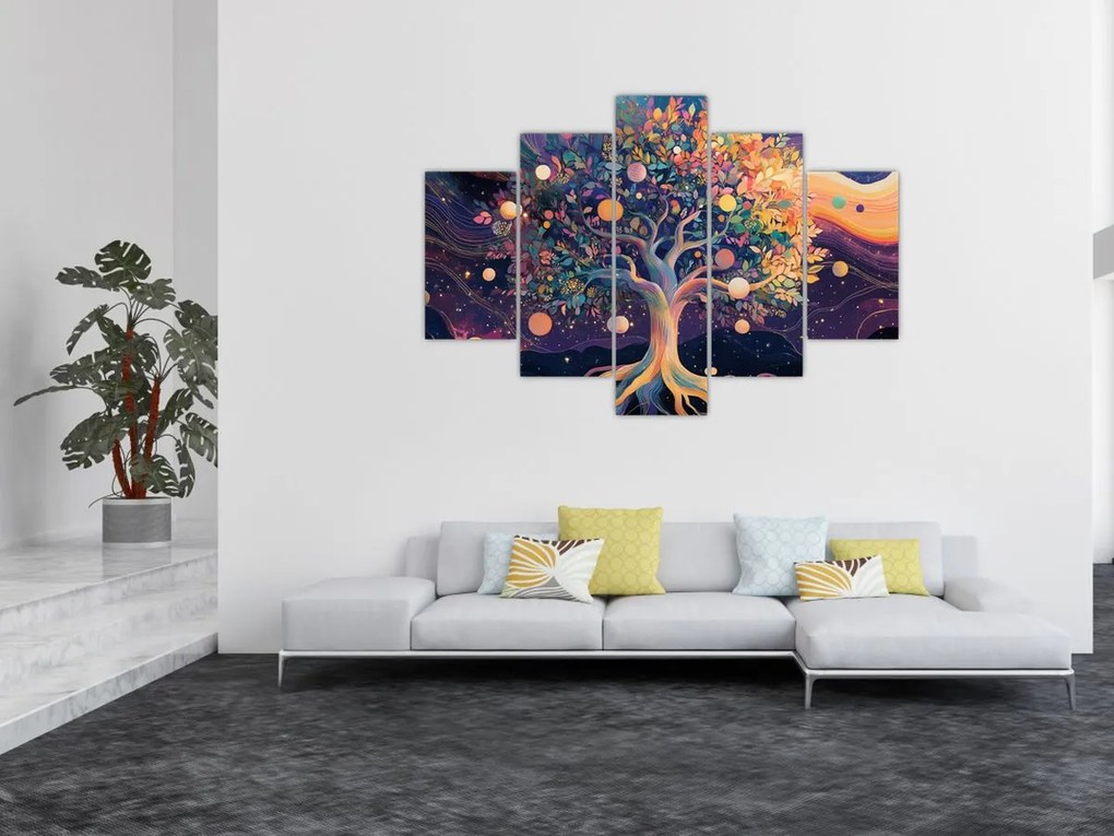Obraz – Fialový strom plný energie (150x105 cm)