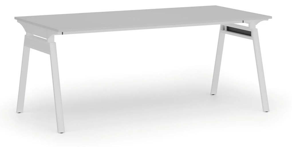 Kancelársky stôl PRIMO SIGMA, 1800 x 900 mm, biela podnož, sivá