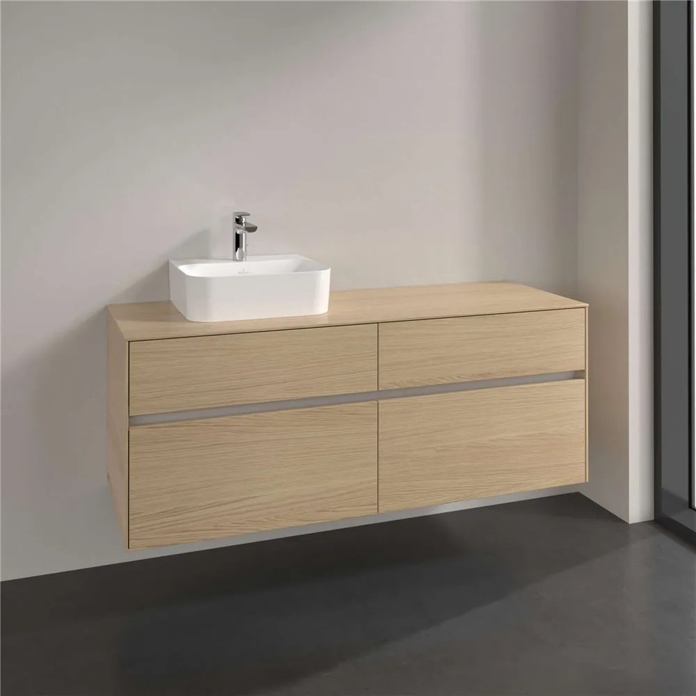 VILLEROY &amp; BOCH Collaro závesná skrinka pod umývadlo na dosku (umývadlo vľavo), 4 zásuvky, 1400 x 500 x 548 mm, Nordic Oak, C10100VJ