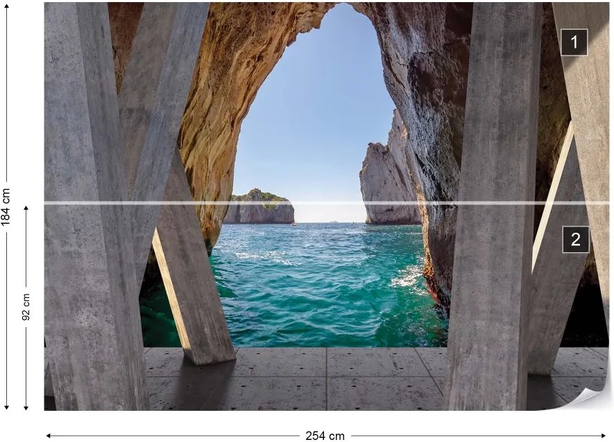 GLIX Fototapeta - Ocean 3D Modern View Concrete Vliesová tapeta  - 254x184 cm