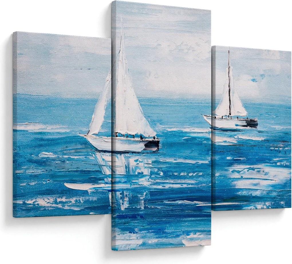 Obraz - Maľba jachty na mori (90x60 cm)