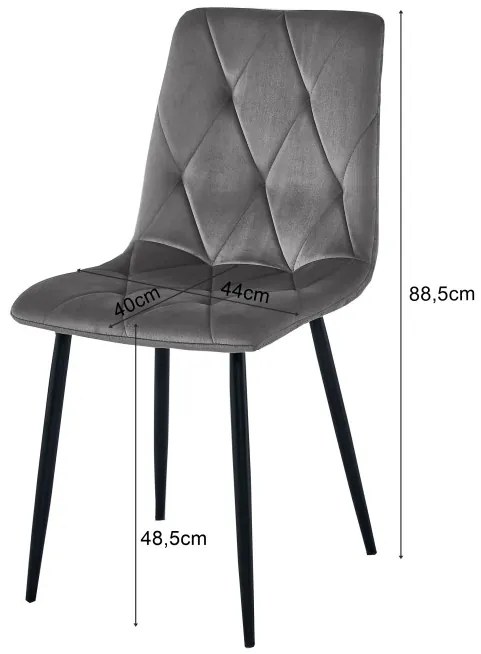 Set dvoch jedálenských stoličiek LIBRA zamatové, ružové / čierne nohy (2 ks)