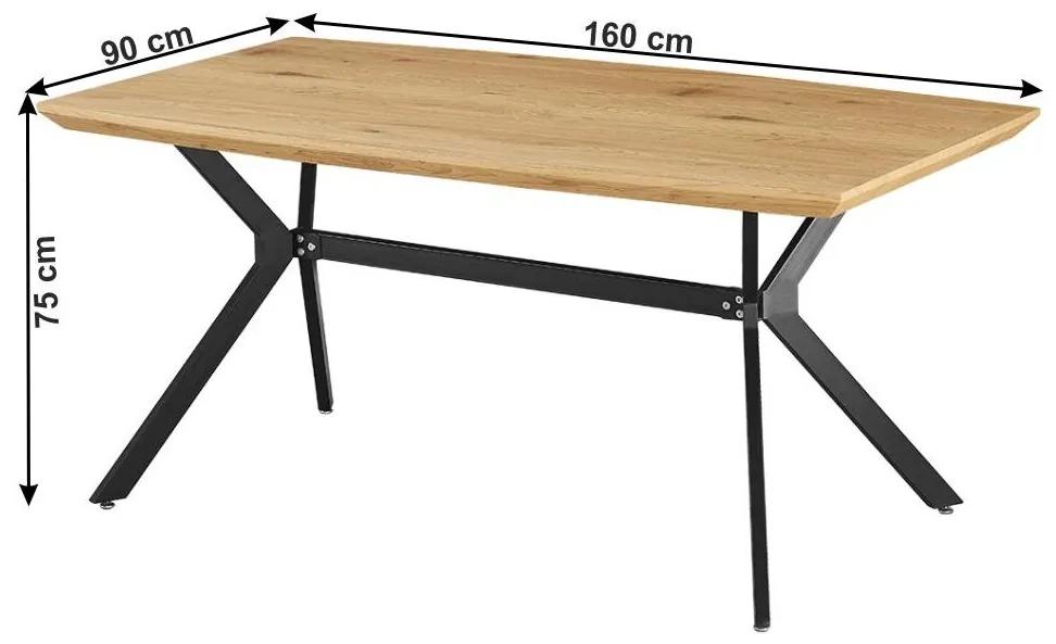 Tempo Kondela Jedálenský stôl, dub/čierna, 160x90 cm, MEDITER