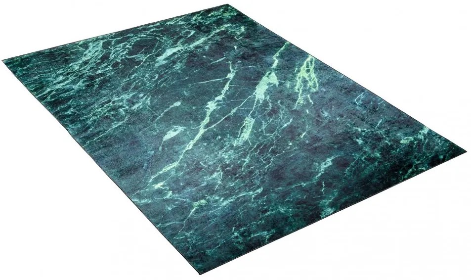 Moderný zelený koberec s mramorovým vzorom Šírka: 80 cm | Dĺžka: 200 cm