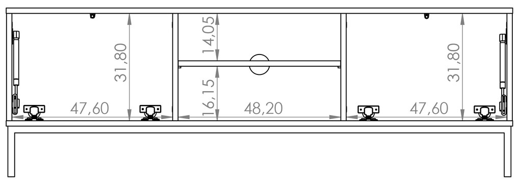 Tv stolík Quebec 2D (čierna matná). Akcia -20%. Vlastná spoľahlivá doprava až k Vám domov. 1051875