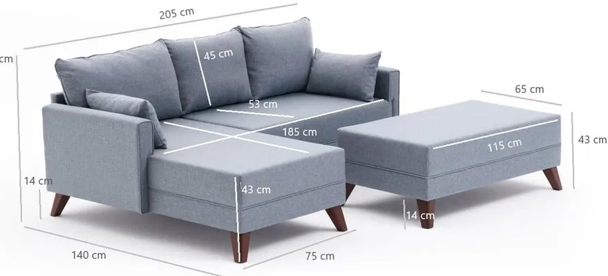 Svetlomodrá rohová pohovka (ľavý roh) Bella – Balcab Home