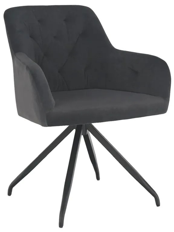 Moderná a pohodlná otočná stolička, tmavosivá Velvet látka