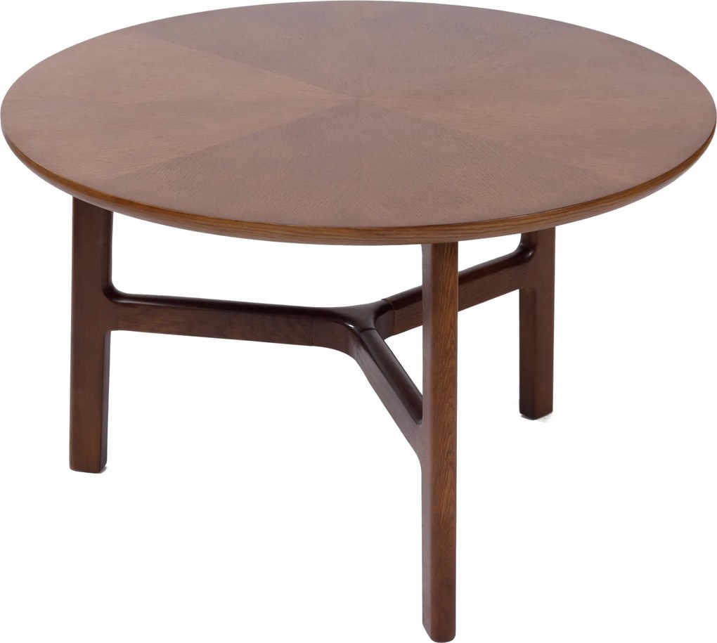 Mazzoni BELLUNO Prírodný orech (tmavohnedá) - DREVENÝ KONFERENČNÝ STOLÍK Ø65 cm OKRÚHLY MODERN CLASSIC