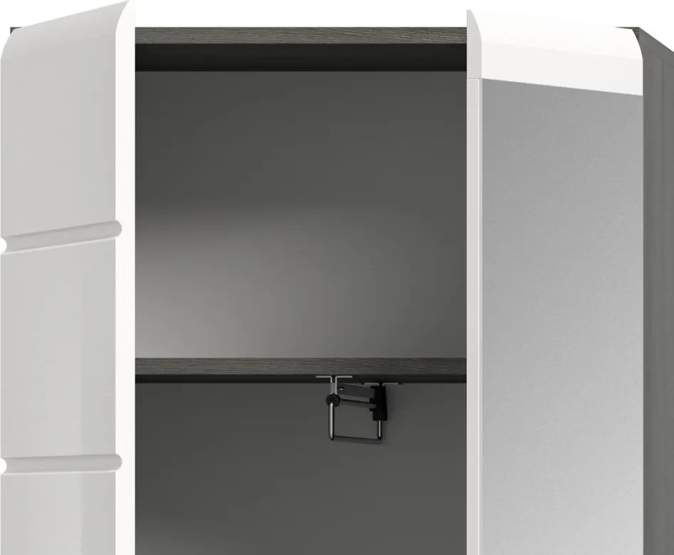 Predsieňová skriňa so zrkadlom Salsa, šedý dub/biely lesk