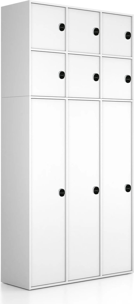 Nadstavba pre skrine FRAME, 6x dvere, 1299 x 450 x 854 mm, RFID zámok, biela