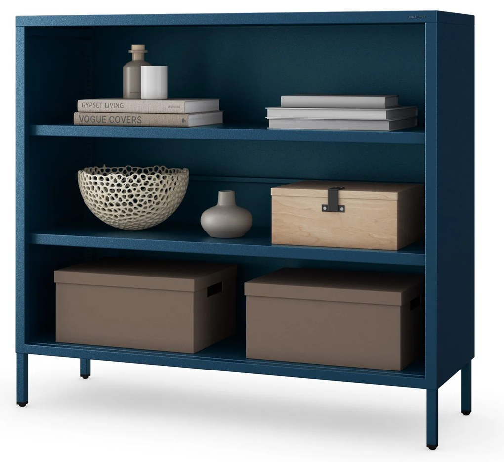 Nízky policový regál LUCA, 1000 x 900 x 350 mm, Modern: tmavomodrá farba