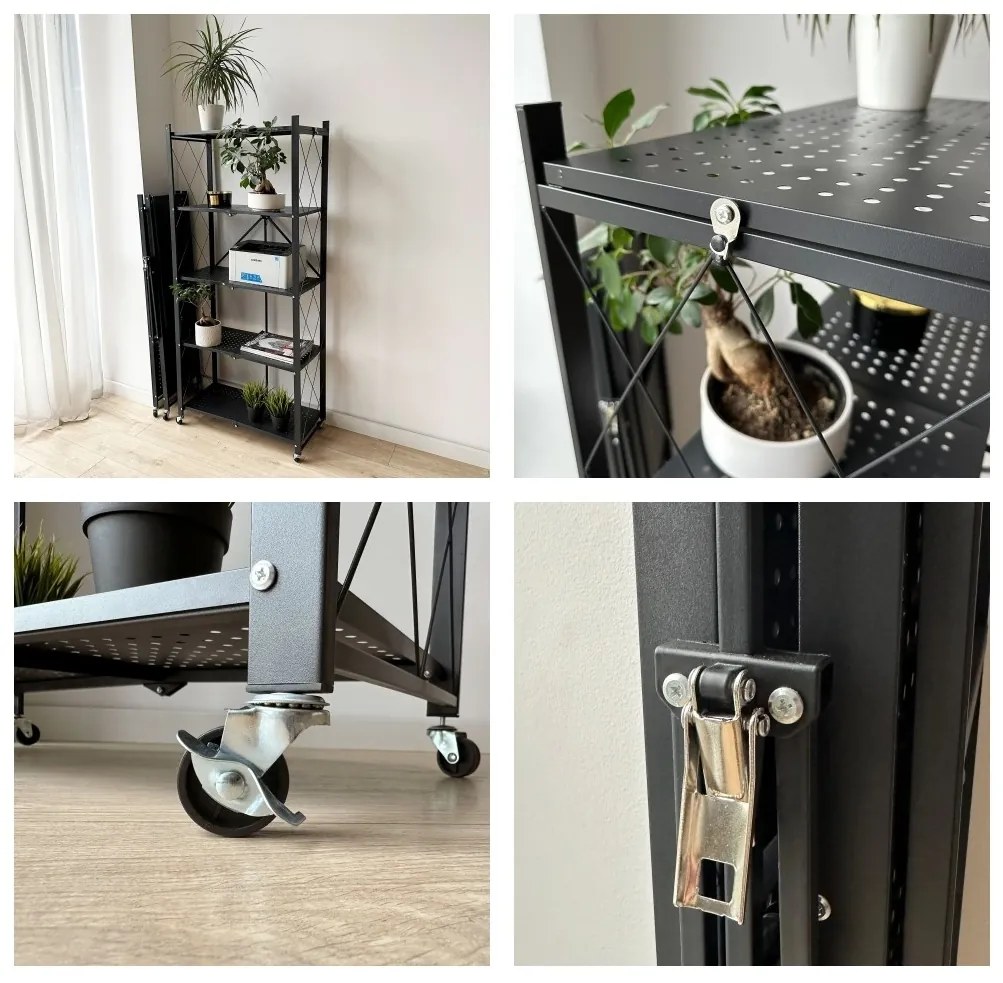 Skladací regál GESTEL s 5 policami čierny