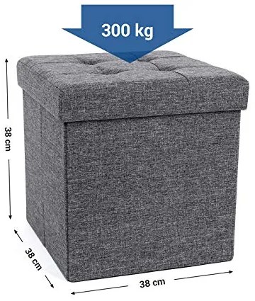 Taburetka s úložným priestorom, 38x38x38cm, tmavo sivá