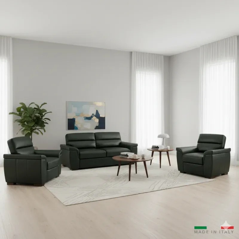 Kožená sedacia súprava ROSSO II 3+1+1, zelená (green 321)