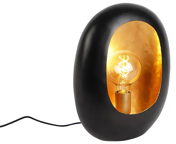 Dizajnová stolná lampa čierna so zlatým vnútrom 36 cm - Cova
