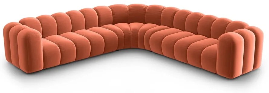 Ružová zamatová modulárna rohová pohovka Lupine – Micadoni