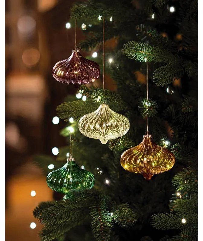 SIRIUS LED skleněný lampión, zlatý, 11 cm