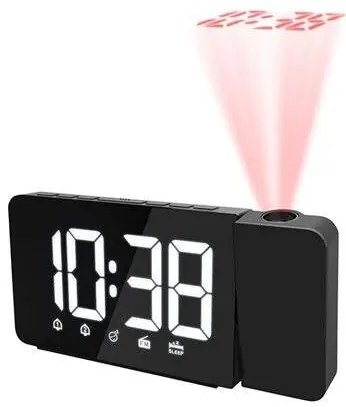 Solight stolové projekčné hodiny s rádiom a budíkom čierne