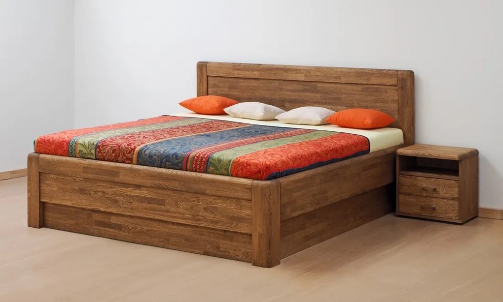 BMB ADRIANA FAMILY - masívna dubová posteľ 140 x 200 cm, dub masív