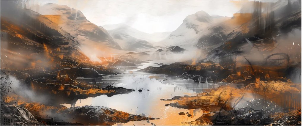 Obraz - Maľba horskej krajiny (120x50 cm)