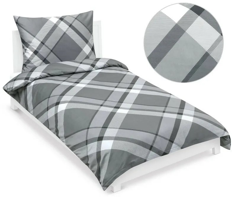 Bellatex Saténové prestieradlá Káro sivé , 140 x200 cm, 70 x 90 cm, 140 x 200 cm, 70 x 90 cm