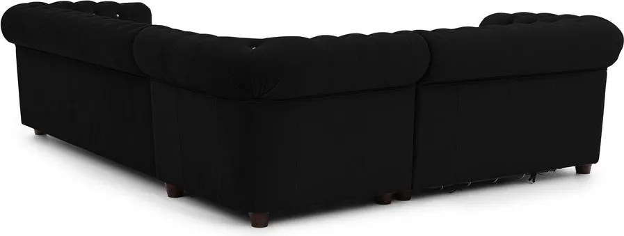 Čierna zamatová rozkladacia rohová pohovka (ľavý roh/do L) York Blik – Ropez