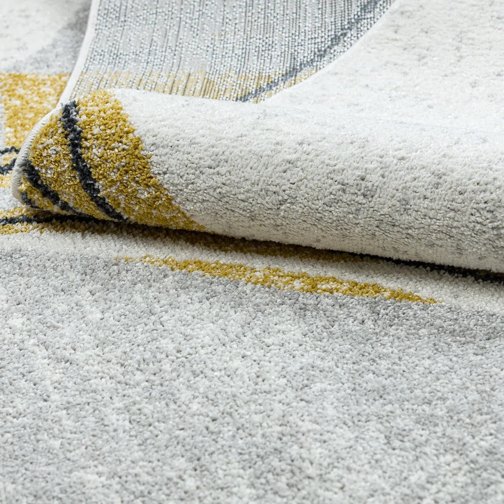 Dywany Łuszczów, Kusový koberec Fusion 5868 white/yellow, 240x330, šedá, kancelária