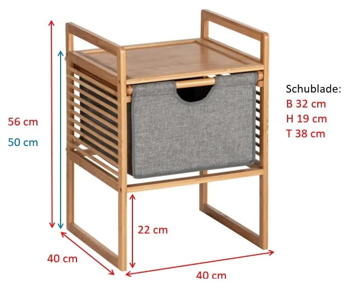 Bambusová nízka kúpeľňová skrinka v sivo-prírodnej farbe 40x56 cm Bahari - Wenko