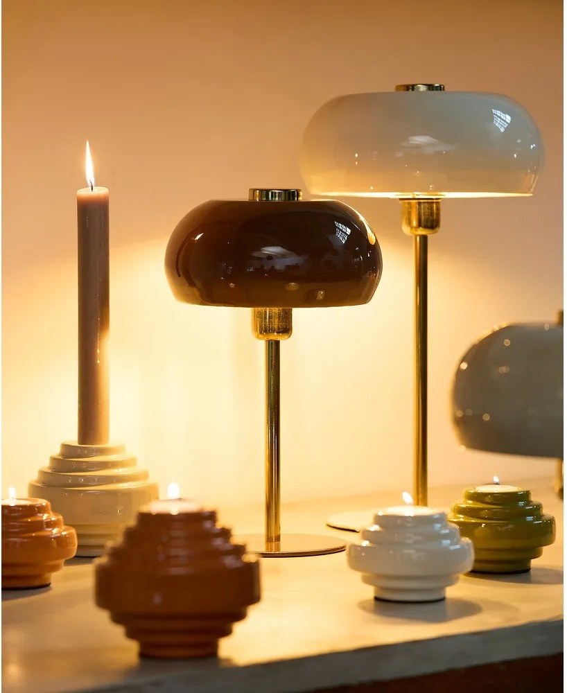 Hnedá stolová lampa s kovovým tienidlom (výška 34 cm) Surin – Light &amp; Living