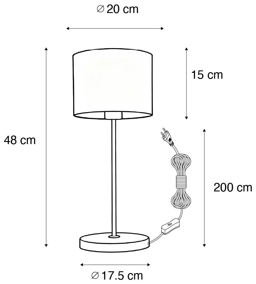 Stolná lampa mosadz s čiernym tienidlom 20 cm - Kaso