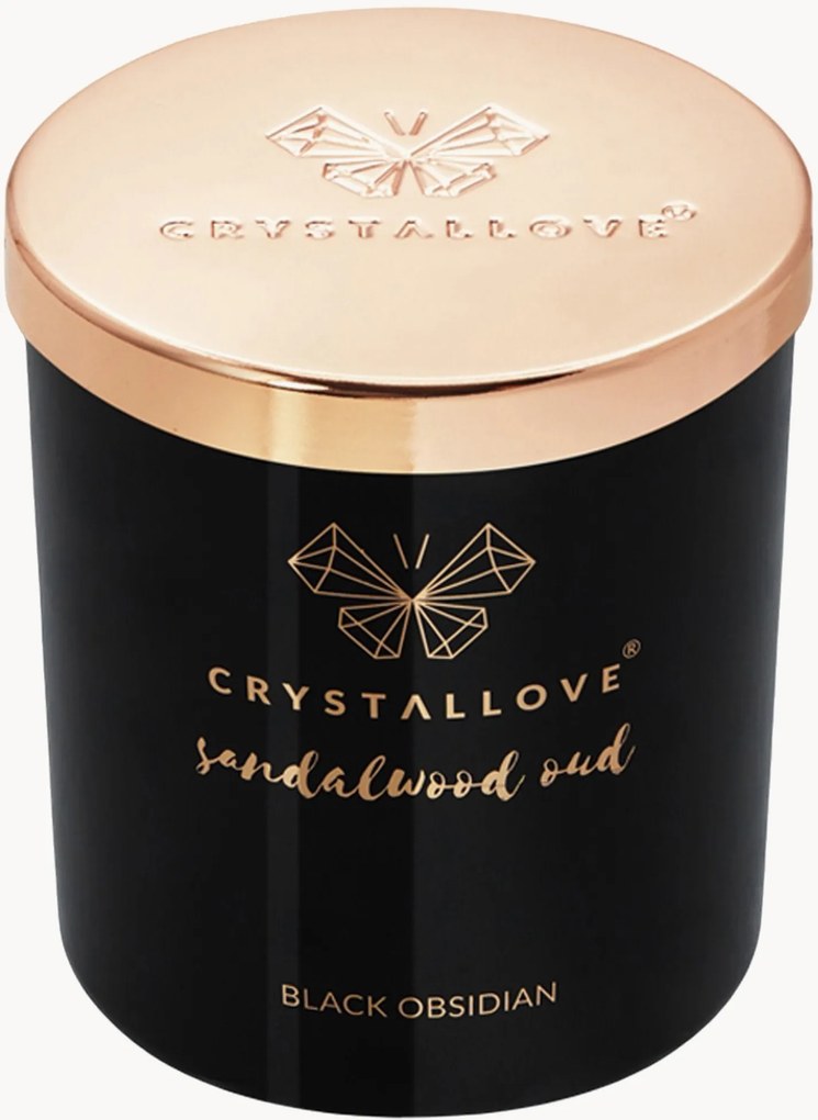 Sójová sviečka Sandalwood Oud Black Obsidian (Crystallove)