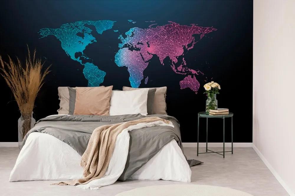 Samolepiaca tapeta nočná mapa sveta - 225x150