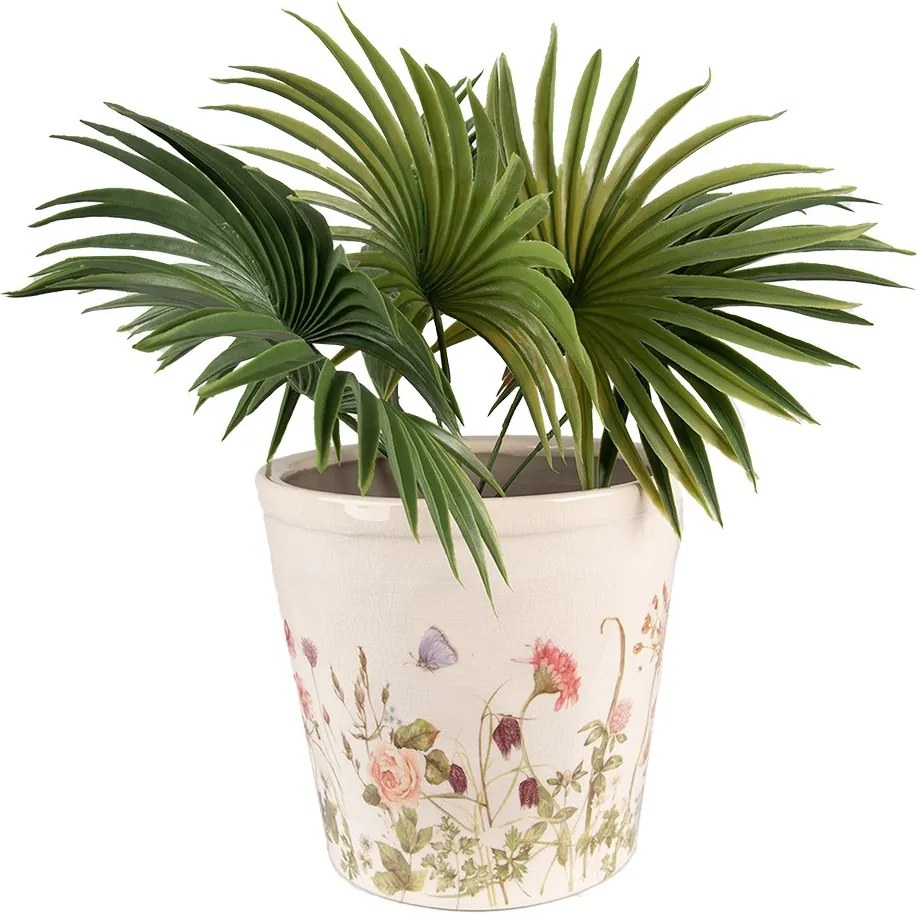 Keramický obal na kvetináč s lúčnymi kvetmi Flowers of Love L - Ø21*19 cm