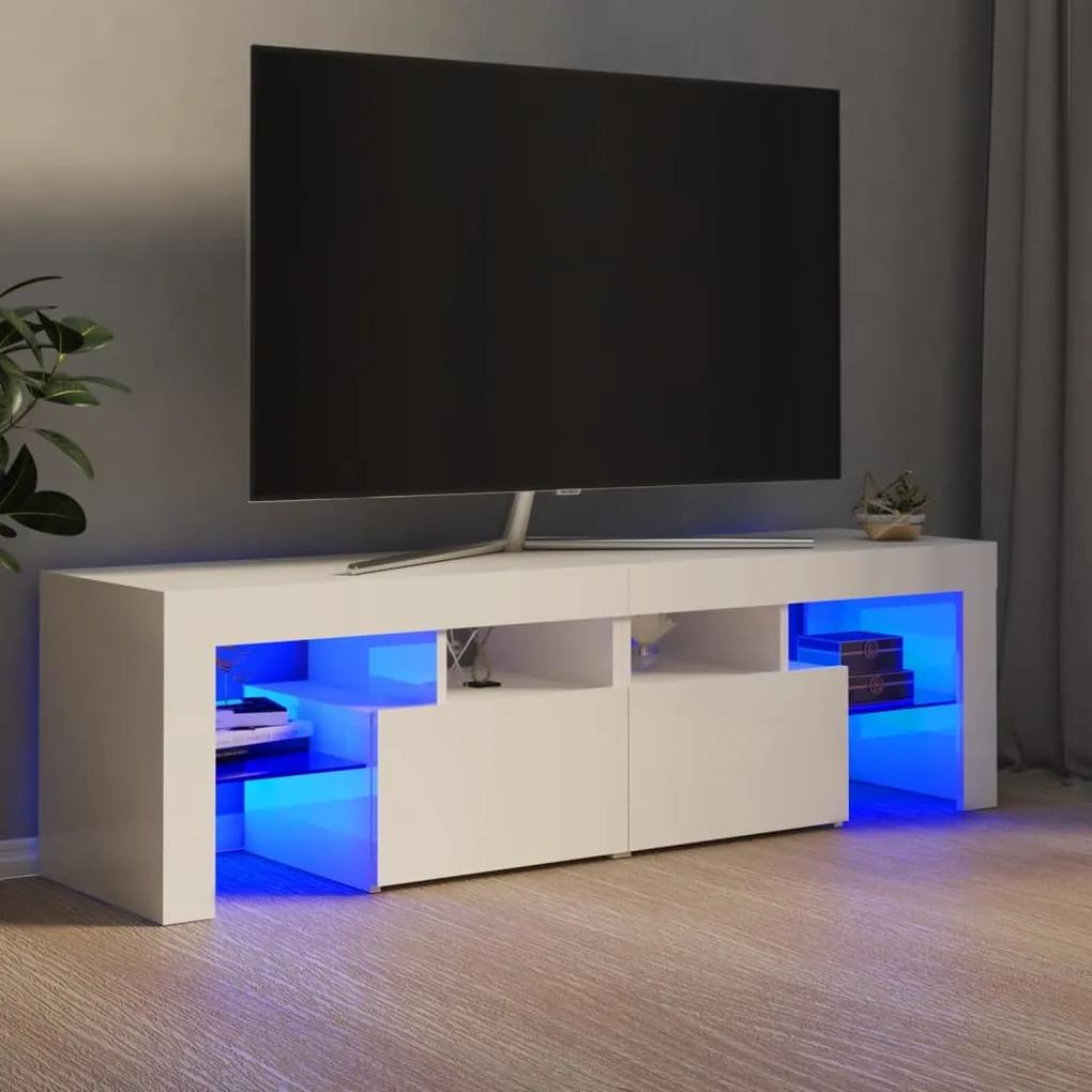 TV skrinka s LED svetlami lesklá biela 140x36,5x40 cm