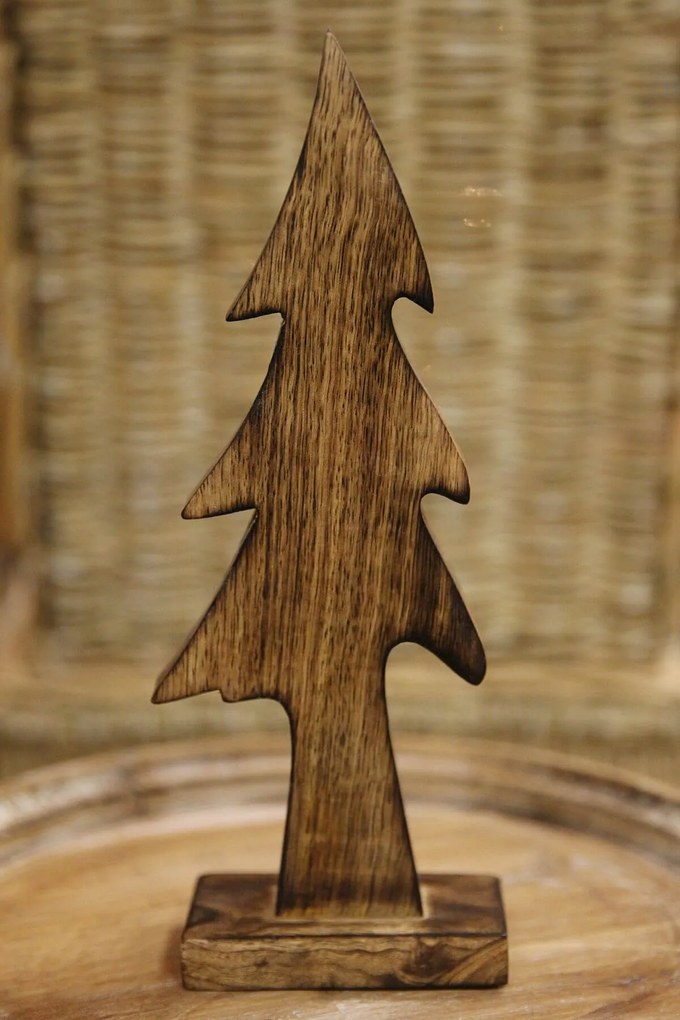 Hnedý drevený stromček 27 cm