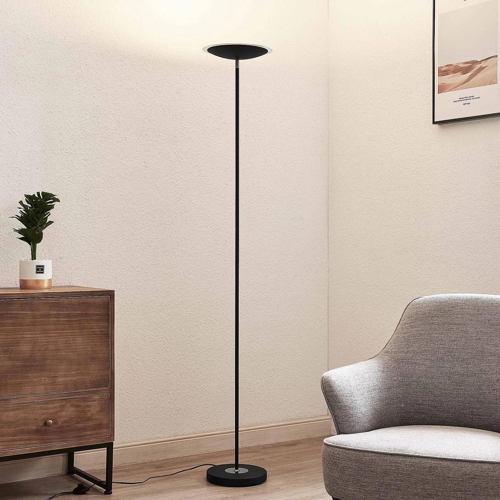 Lindby Heliani LED stojaca lampa, 1-pl., čierna