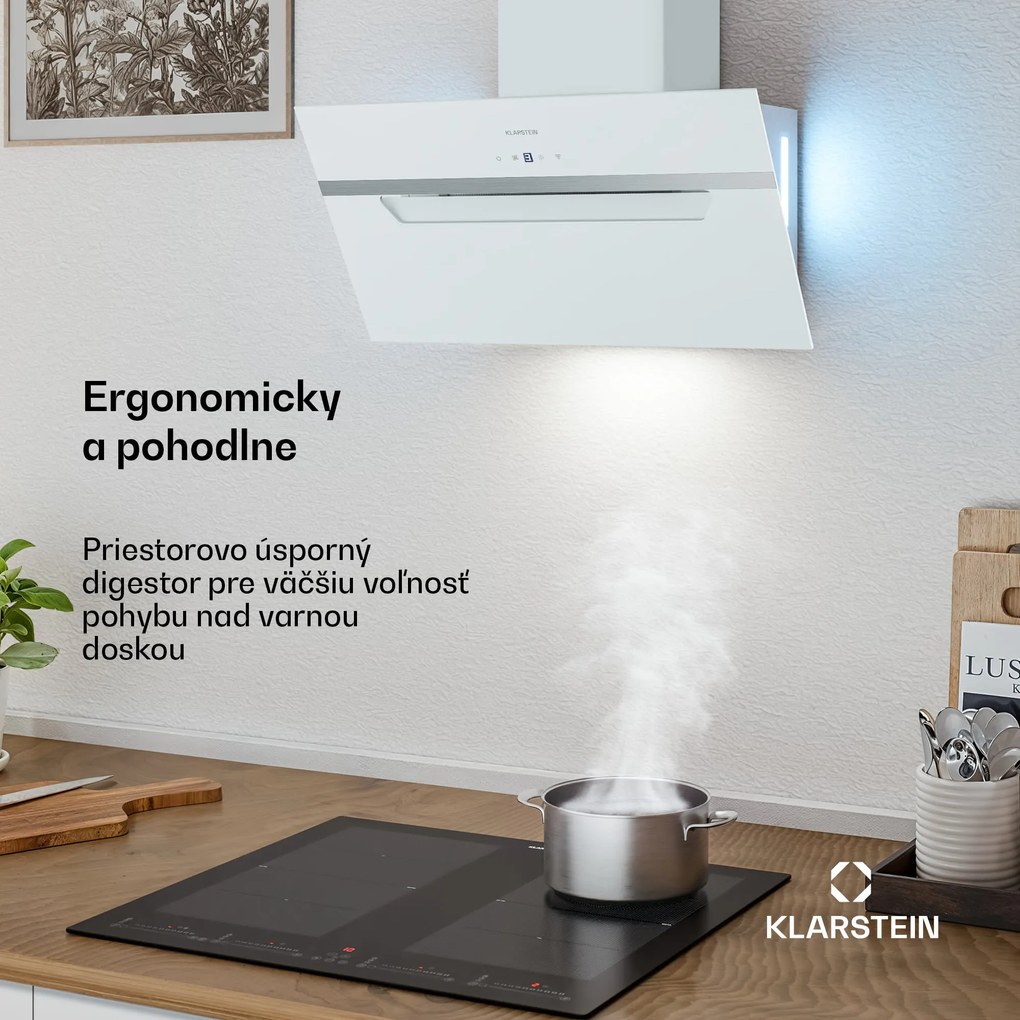 Klarstein BigBite šikmý digestor | režim odsávania vzduchu a recirkulácie | bezpečnostné sklo | 417 m³/h | 60 cm