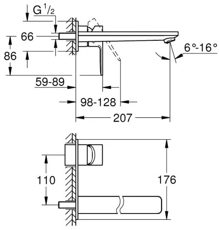 GROHE 23444AL1 - Umývadlová dvojotvorová batéria LINEARE 207 mm grafit