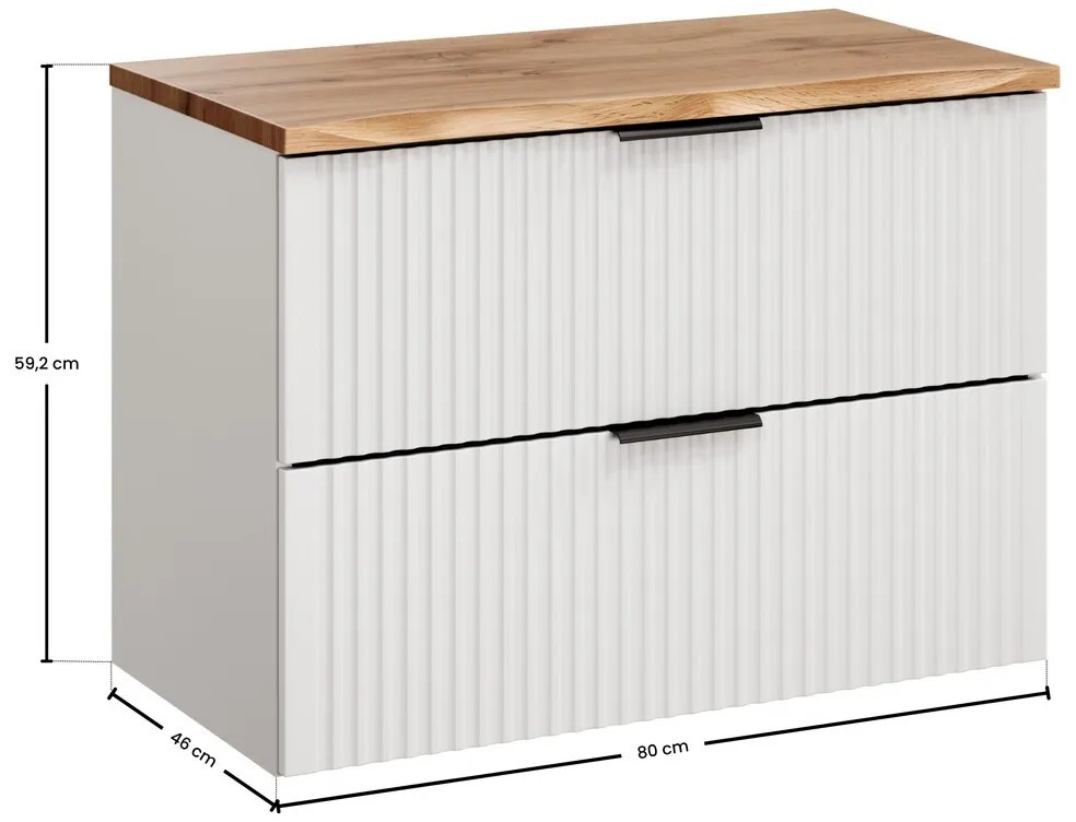 Závesná skrinka Casad Nature s doskou 80 cm biela/dub wotan