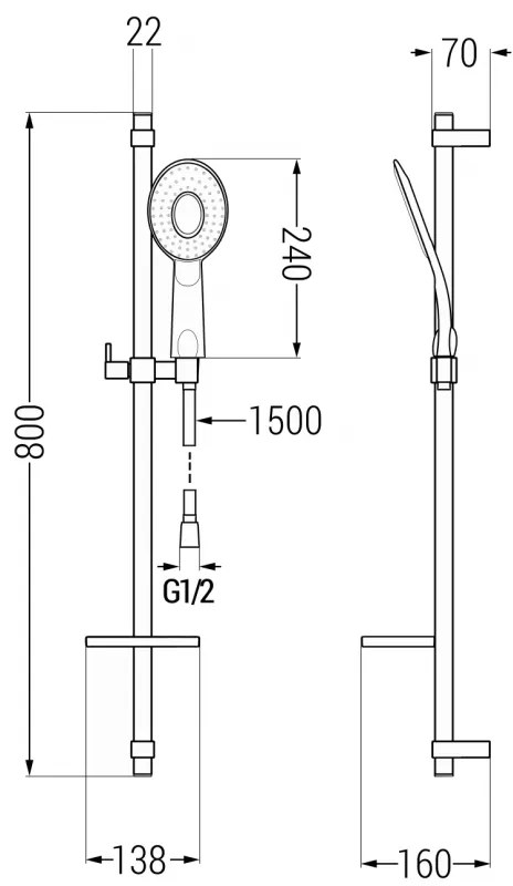 Mexen sprchový set DQ73, čierna, 785734581-70