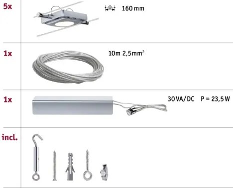 Paulmann 94108 - SADA 5xLED/4,3W Bodové svietidlo MAC 230V matný chróm