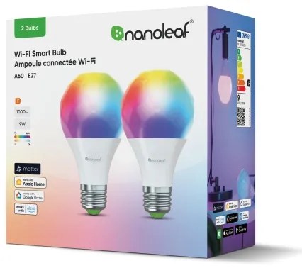 Nanoleaf N7501B02-2A60E-SADA 2x LED RGBW Stm. žiarovka A19 E27/9W/230V 2700-6500K