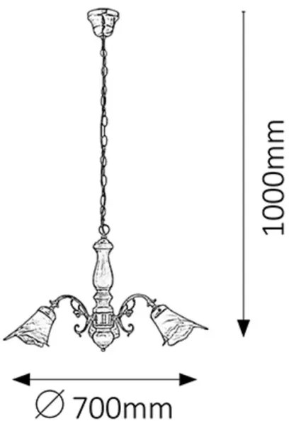 Rabalux 7093 - Luster na reťazi RUSTIC 3 3xE14/40W/230V