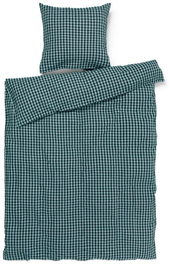 Zelené/modré krepové obliečky na jednolôžko 140x200 cm Bæk&Bølge – JUNA